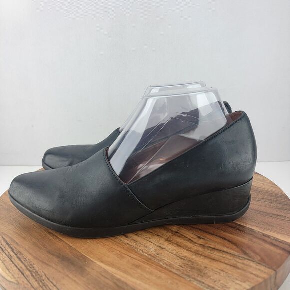 Dansko Womens Size EU38 US7.5-8 Black Liliana Leather Wedge Slip On Work Shoes - Picture 1 of 7